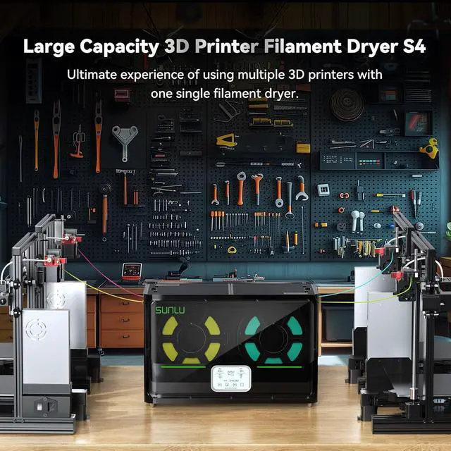 Alt view image 3 of 7 - SUNLU Filament Dryer Box S4, 3D Printer Filament Dehydrator for Nylon TPU PLA PETG ABS, 4 Spools Capacity, Rapid Heating, 70 Max Temperature, 3 Circulation Fans