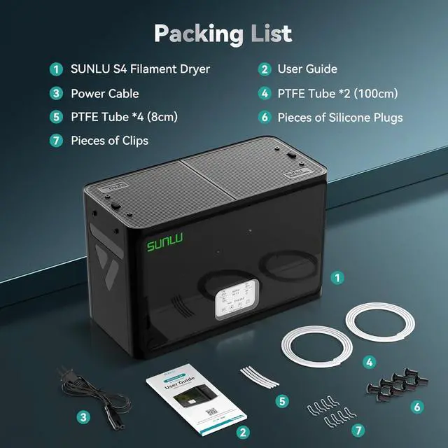 Alt view image 7 of 7 - SUNLU Filament Dryer Box S4, 3D Printer Filament Dehydrator for Nylon TPU PLA PETG ABS, 4 Spools Capacity, Rapid Heating, 70 Max Temperature, 3 Circulation Fans