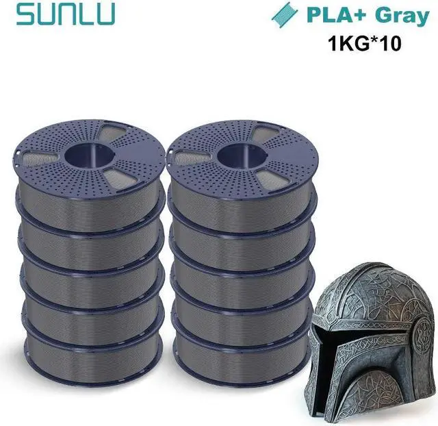 Main image of SUNLU 3D Printer Filament PLA Plus 1.75mm, SUNLU Neatly Wound 1.75mm PRO, PLA+ Filament for Most FDM 3D Printer, Dimensional Accuracy +/- 0.02 mm, 1 kg Spool(2.2lbs), Gray 10 KG