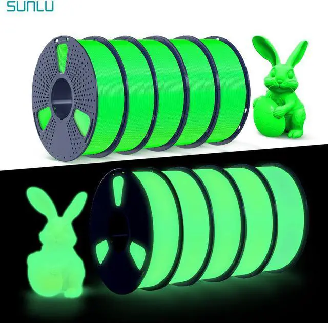 Main image of SUNLU 3D PLA Glow in The Dark Filament 1.75mm Glow Green, 3D Printing PLA Filament 1.75mm Dimensional Accuracy +/- 0.05 mm, 10kg in Total, 1kg per Spool, 10 Pack