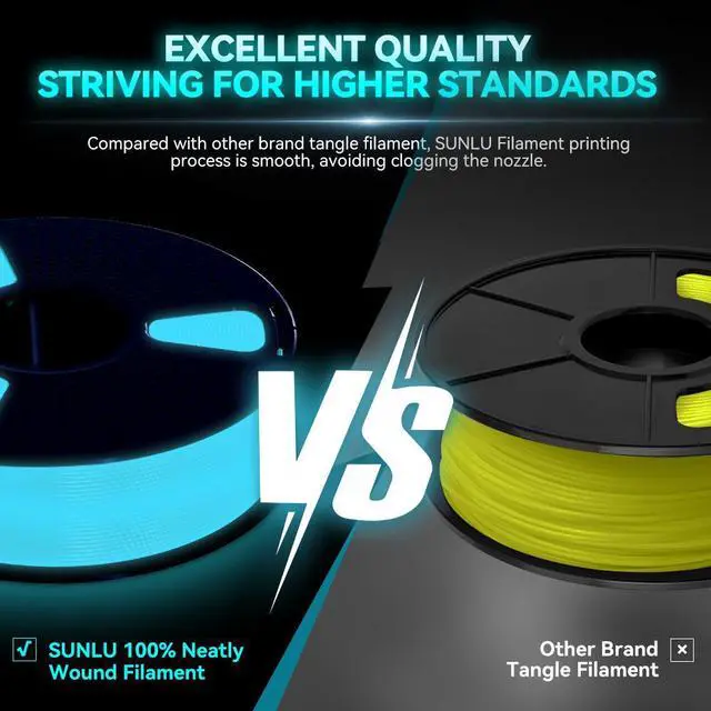 Alt view image 4 of 7 - SUNLU 3D PLA Glow in The Dark Filament 1.75mm Glow Green, 3D Printing PLA Filament 1.75mm Dimensional Accuracy +/- 0.05 mm, 10kg in Total, 1kg per Spool, 10 Pack