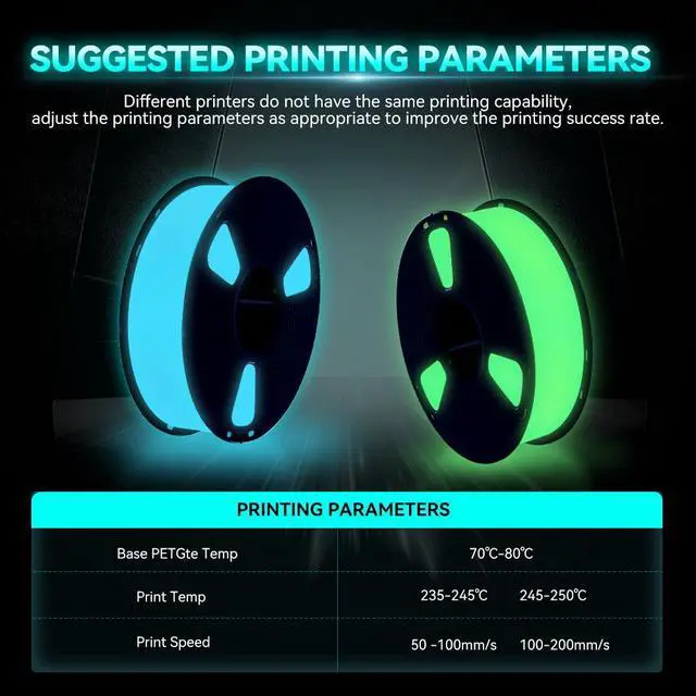 Alt view image 5 of 7 - SUNLU 3D PLA Glow in The Dark Filament 1.75mm Glow Green, 3D Printing PLA Filament 1.75mm Dimensional Accuracy +/- 0.05 mm, 10kg in Total, 1kg per Spool, 10 Pack