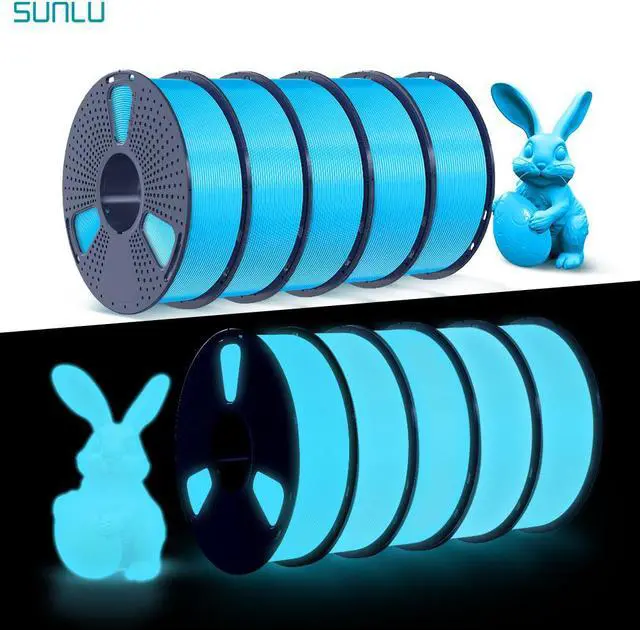Main image of SUNLU 3D PLA Glow in The Dark Filament 1.75mm Glow Blue, 3D Printing PLA Filament 1.75mm Dimensional Accuracy +/- 0.05 mm, 10kg in Total, 1kg per Spool, 10 Pack