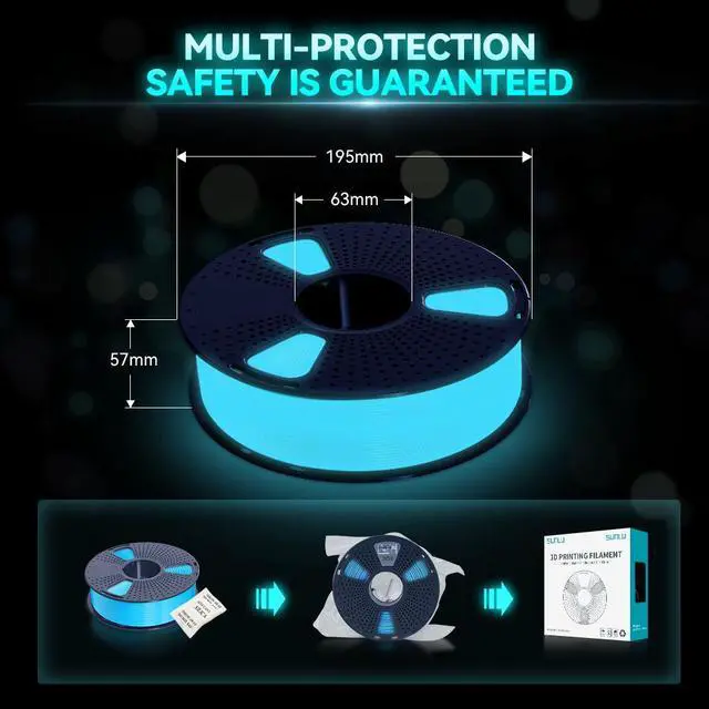 Alt view image 2 of 5 - SUNLU 3D PLA Glow in The Dark Filament 1.75mm Glow Blue, 3D Printing PLA Filament 1.75mm Dimensional Accuracy +/- 0.05 mm, 10kg in Total, 1kg per Spool, 10 Pack