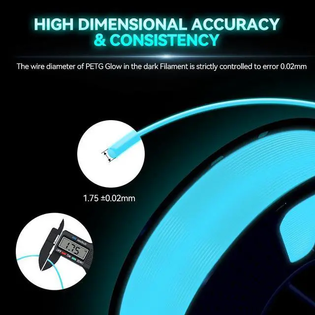 Alt view image 3 of 5 - SUNLU 3D PLA Glow in The Dark Filament 1.75mm Glow Blue, 3D Printing PLA Filament 1.75mm Dimensional Accuracy +/- 0.05 mm, 10kg in Total, 1kg per Spool, 10 Pack