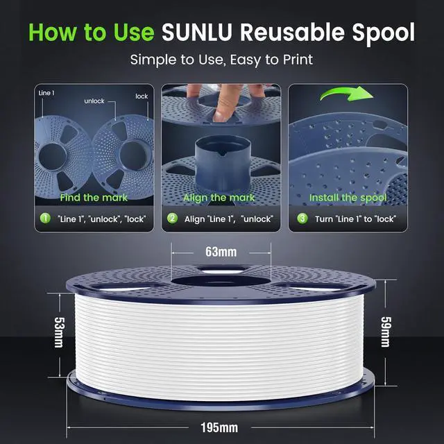 Alt view image 5 of 5 - SUNLU 3D Printer Filament 1.75mm, Neatly Wound 3D Printing Filament, +/- 0.02 mm Dimensional Accuracy, Fits Most FDM Printers, 1kg Spool, Transparent PLA 10kg in Total, 1kg per Spool, 10 Pack