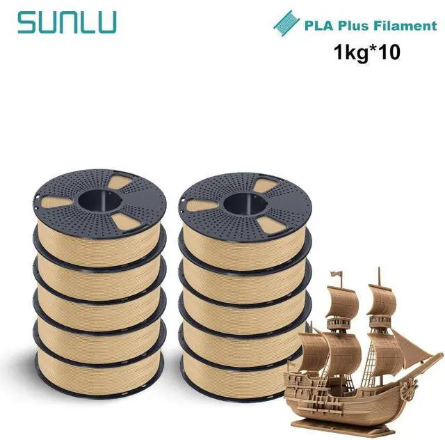Main image of SUNLU PLA Plus Filament Bundle 10KG 1.75mm, Neatly Wound PLA Pro 3D Printing Filament 1.75mm, Dimensional Accuracy +/- 0.02 mm, 1kg Spool (2.2lbs), PLA Plus Wood Color