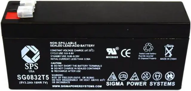 Main image of SPS Brand 8V 3.2 Ah Replacement Battery -SG082T1- Terminal T1
