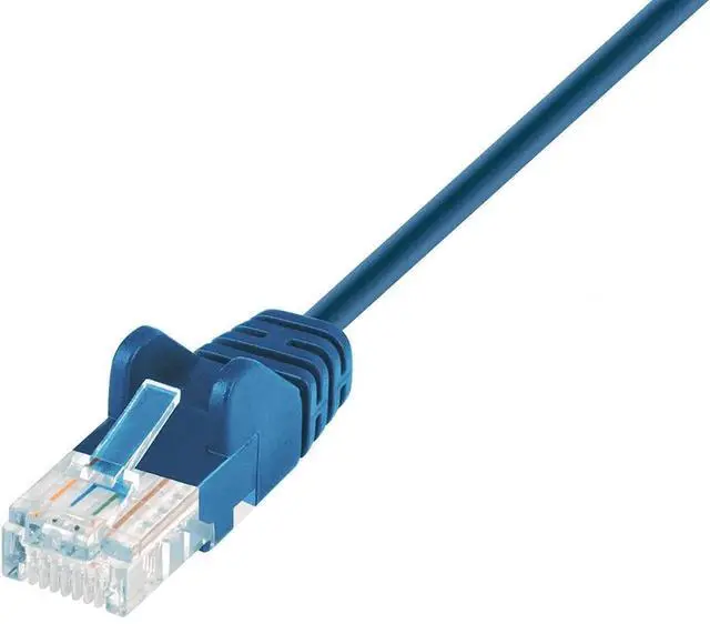 Main image of Cat6 U/UTP Slim Network Patch Cable, 1.5 ft., Blue, 10G, 250 MHz, 100% Copper, 30 AWG, RJ45, Stranded, Snag-free, Gold-plated Contacts