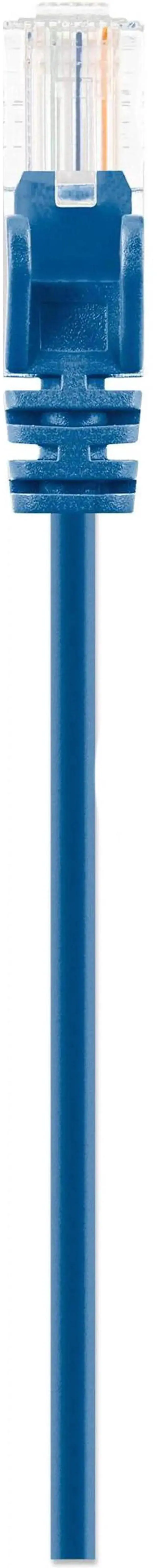 Alt view image 2 of 3 - Cat6 U/UTP Slim Network Patch Cable, 1.5 ft., Blue, 10G, 250 MHz, 100% Copper, 30 AWG, RJ45, Stranded, Snag-free, Gold-plated Contacts
