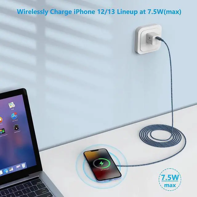 Alt view image 5 of 6 - ZEROLEMON Magnetic Wireless Charger [10ft], Support Mag-Safe Charger, Fast Wireless Charging Pad for iPhone 14/14 Plus/14 Pro Max, iPhone 13/12 Mini/ 12 Pro Max/AirPods - Rugged Blue