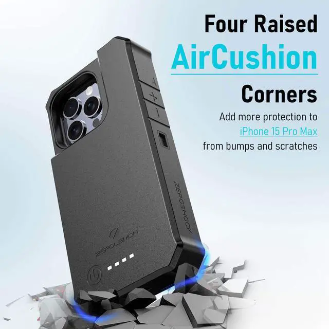 Alt view image 7 of 7 - ZEROLEMON Battery Case for iPhone 15 Pro Max, 10000mAh Fast Charging Pass Through, Wireless Charging Supported, RuggedJuicer Extended Battery Charger for iPhone 15 Pro Max