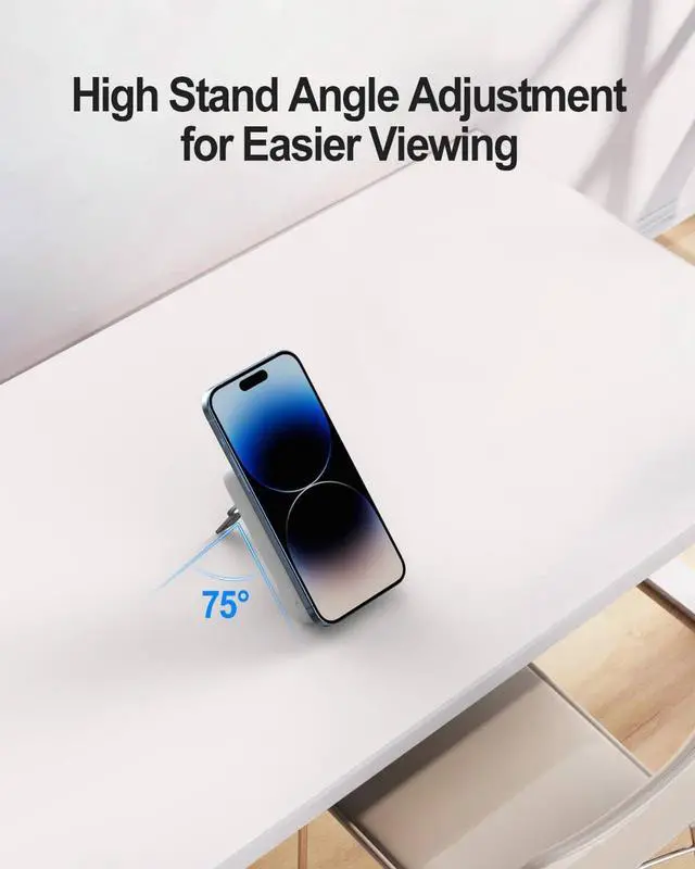 Alt view image 6 of 7 - ZEROLEMON Mag-Safe iPhone Charger, 10000mAh Wireless Power Bank 20W with Stand, for iPhone 15 Pro Max/14/13/12 Lines & Apple Watch & AirPods - White