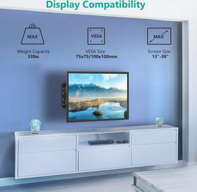 Alt view image 6 of 7 - TV Wall Mount Articulating LCD Monitor Full Motion 15 inch Extension Arm Tilt Swivel for Most 13 to 32 inch LED TV Flat Panel Screen with Mounting Holes up to 100x100mm