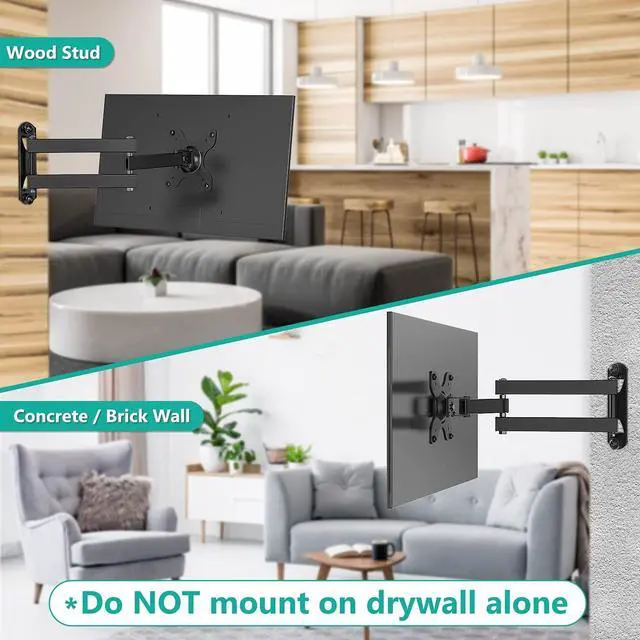 Alt view image 7 of 7 - TV Wall Mount Articulating LCD Monitor Full Motion 15 inch Extension Arm Tilt Swivel for Most 13 to 32 inch LED TV Flat Panel Screen with Mounting Holes up to 100x100mm