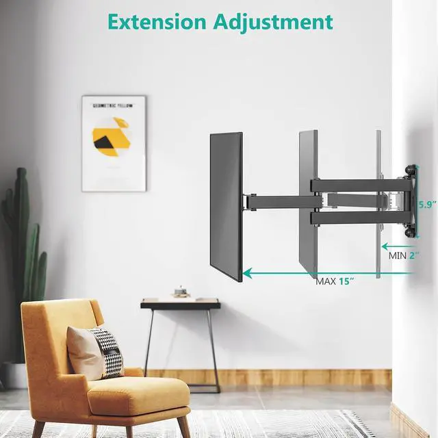 Alt view image 5 of 7 - TV Wall Mount Articulating LCD Monitor Full Motion 15 inch Extension Arm Tilt Swivel for Most 13 to 32 inch LED TV Flat Panel Screen with Mounting Holes up to 100x100mm