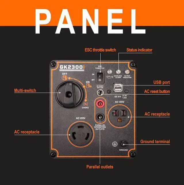 Alt view image 2 of 5 - GENKINS 2300 Watt Portable Inverter Generator Ultra Quiet Gas Powered RV Ready CARB EPA Complied