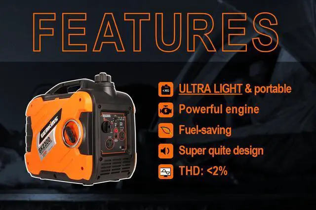 Alt view image 3 of 5 - GENKINS 2300 Watt Portable Inverter Generator Ultra Quiet Gas Powered RV Ready CARB EPA Complied