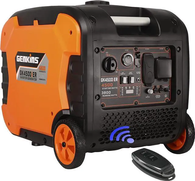 Main image of GENKINS 4500 Watt Portable Inverter Generator Electric Start + Remote Controller Ultra Quiet RV Ready Camper Friendly