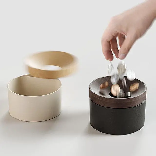 Alt view image 5 of 5 - Mordeco Revov Coin Storage | Rotating Switch Mechanism| Magnetic Locking System | Coin Bank | Beech Wood | Aluminum