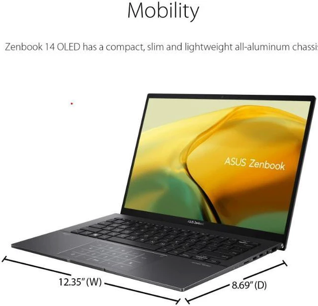 Alt view image 3 of 7 - ASUS Zenbook 14 OLED Touch PC Laptop, AMD Ryzen 5 7530U, 8GB, 256GB, Windows 11, UM3402YA-WS51T