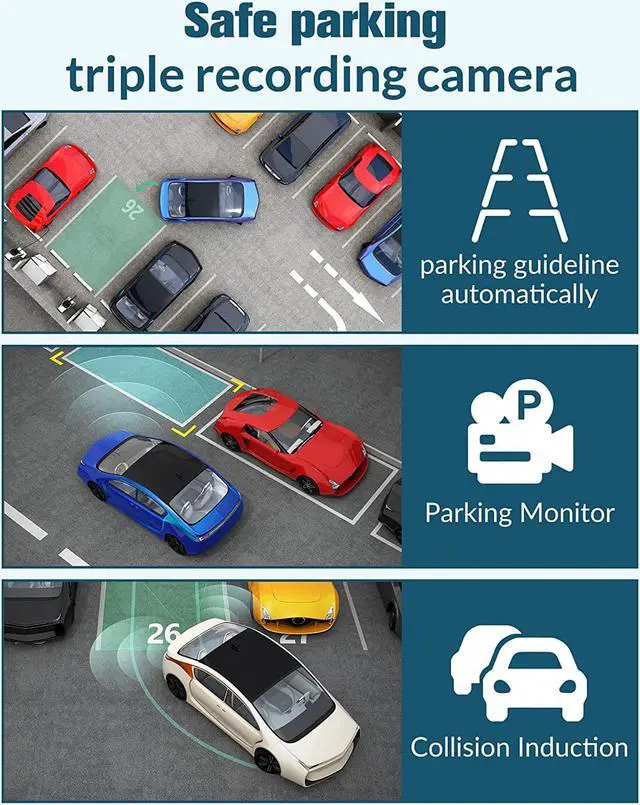 Alt view image 4 of 7 - Dash Camera for Cars,4K Full UHD Car Camera Front Rear with Free 32GB SD Card,Dashcams for Cars with Night Vision,24 Hours Parking Mode,WDR,G-Sensor,Motion Detection