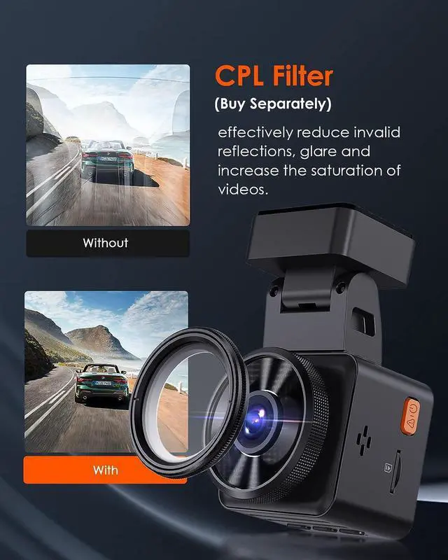 Alt view image 7 of 7 - E1 Lite 1080P WiFi Mini Dash Cam with GPS and Speed, Free APP, Voice Control Detachable Dash Camera, 24 Hours Parking Mode, Night Vision, Motion Detection, Loop Recording, Support 512GB Max