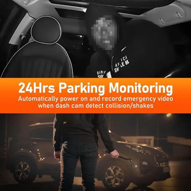 Alt view image 5 of 7 - 3 Channel Dash Cam Front and Rear Inside, 64GB Free SD Card, 1080P Dash Camera for Car with 4 IR Lamps, Three Way Car Cam Night Vision, 2.5 Inch LCD, Parking Monitor, G-Sensor, USB C, Loop Record