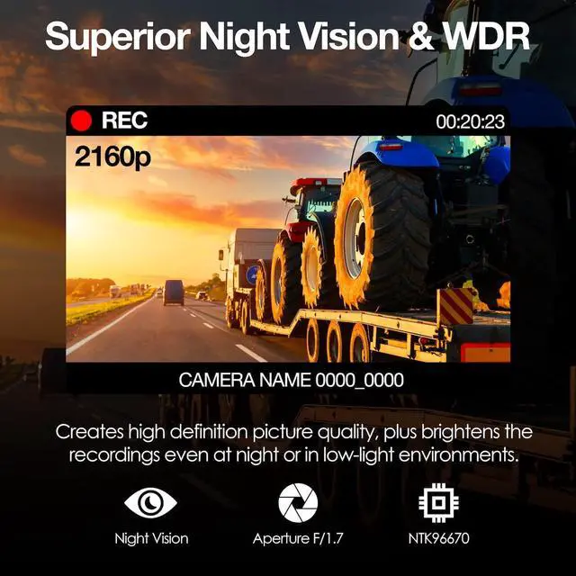 Alt view image 6 of 7 - RexingUSA V1-4K Ultra HD GPS Dash Cam 2.4 LCD, Wi-Fi, 170° Wide Angle, G-Sensor, WDR, Loop Recording, Supercapacitor, Mobile App, CPL Filter, Supports 256GB