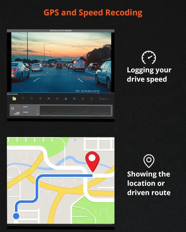 Alt view image 7 of 7 - Kingslim D1 pro Dual Dash Cam 4K Record Inside - Front and Inside Dash Camera GPS WiFi for Cars Uber Truck, Dashcam with Infrared Night Vision, G-Sensor, Loop Recording(Upgraded Version)