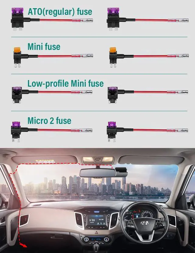 Alt view image 5 of 7 - Dash Cam Hard Wire Kit for FOCUWAY T5/ T5 Pro/ T6/ D2 Duo/ D4 Duo Model, 4 Meter Dashboard Camera Car Charger Cable Kit 12V- 24V to 5V, Power Adapter with LP/Mini/ATO/Micro2 Fuse for Dash Cam