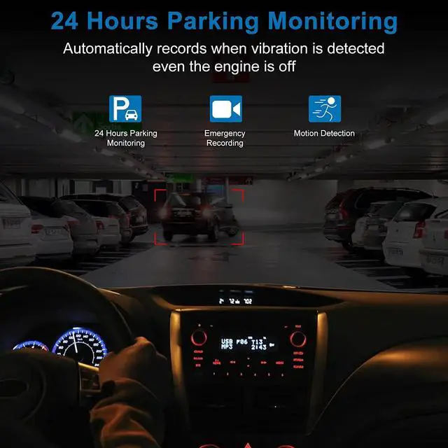 Alt view image 4 of 6 - Dash Cam Front and Rear, Dual Car Camera with 32G SD Card 4''IPS Touch Screen, 1080P Dashboard Camera for Cars & Trucks, Waterproof Rear Cam, WDR G-Sensor/Night Vision/Parking Monitor.