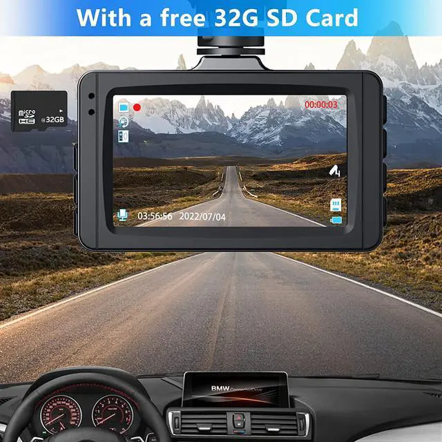 Alt view image 2 of 7 - Dash Cam Front, 1080P Full HD Dash Camera for Cars, 3" LCD Dash Cams for Cars, Free 32G SD Card, F2.0 Glass Lens, WDR, Night Vision, Parking Monitor