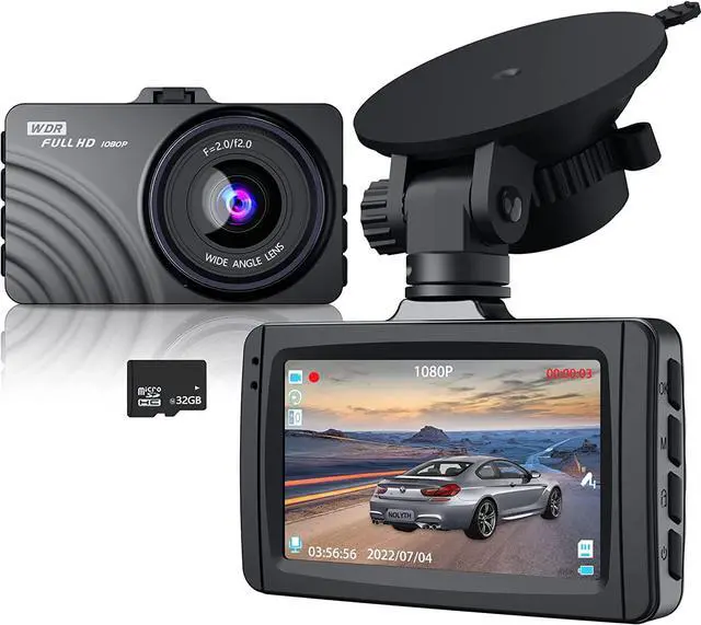 Main image of Dash Cam Front, 1080P Full HD Dash Camera for Cars, 3" LCD Dash Cams for Cars, Free 32G SD Card, F2.0 Glass Lens, WDR, Night Vision, Parking Monitor