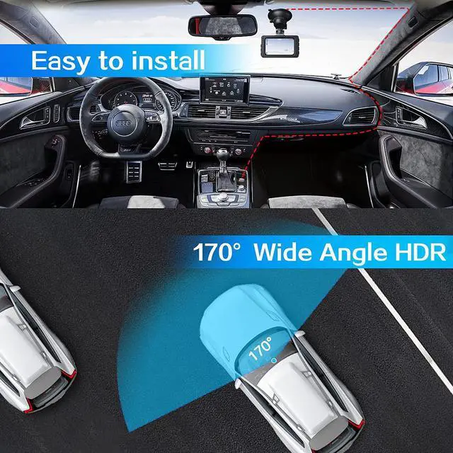 Alt view image 7 of 7 - Dash Cam Front, 1080P Full HD Dash Camera for Cars, 3" LCD Dash Cams for Cars, Free 32G SD Card, F2.0 Glass Lens, WDR, Night Vision, Parking Monitor