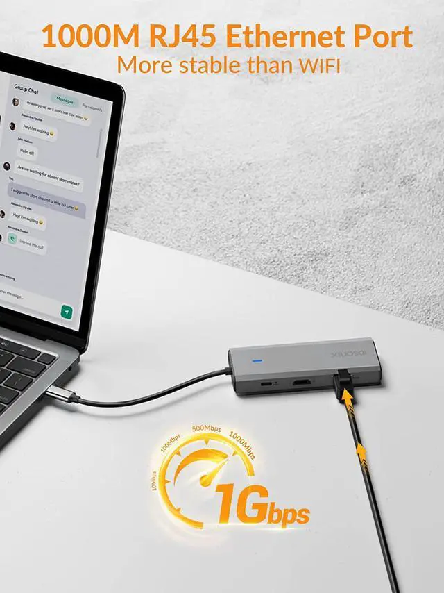 Alt view image 4 of 7 - Docking Station - iDsonix 8 in 1 USB C Hub Aluminum Multiport Adapter with HDMI 4K@60Hz, PD 100W, 1Gigabit Ethernet, SD/TF Card Reader for MacBook Air/Pro iPad Dell/Hp Laptop and More