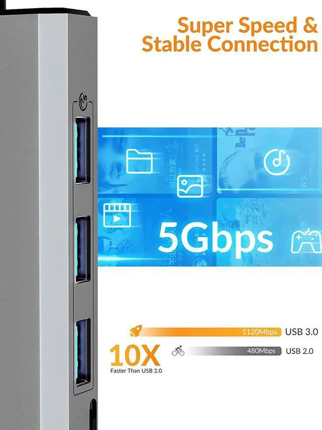 Alt view image 5 of 7 - Docking Station - iDsonix 8 in 1 USB C Hub Aluminum Multiport Adapter with HDMI 4K@60Hz, PD 100W, 1Gigabit Ethernet, SD/TF Card Reader for MacBook Air/Pro iPad Dell/Hp Laptop and More