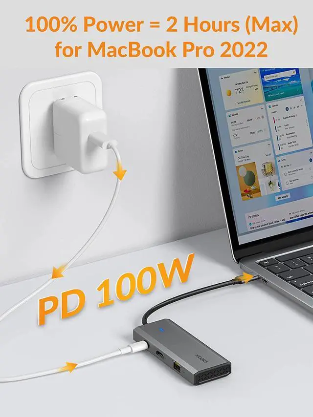 Alt view image 6 of 7 - Docking Station - iDsonix 8 in 1 USB C Hub Aluminum Multiport Adapter with HDMI 4K@60Hz, PD 100W, 1Gigabit Ethernet, SD/TF Card Reader for MacBook Air/Pro iPad Dell/Hp Laptop and More