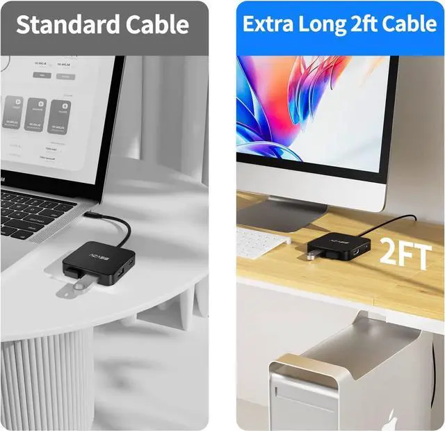 Alt view image 2 of 7 - USB C Hub, Multi-Port USB Type-C Hub with 4K HDMI, Power Delivery 100 W | 3 USB 3.0 Port | 1 Type-C 3.0 Port | USB Splitter Adapter for MacBook, Mac Mini, XPS, Laptop and USB C Devices (2ft)