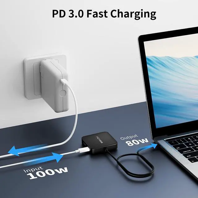 Alt view image 5 of 7 - USB C Hub, Multi-Port USB Type-C Hub with 4K HDMI, Power Delivery 100 W | 3 USB 3.0 Port | 1 Type-C 3.0 Port | USB Splitter Adapter for MacBook, Mac Mini, XPS, Laptop and USB C Devices (2ft)