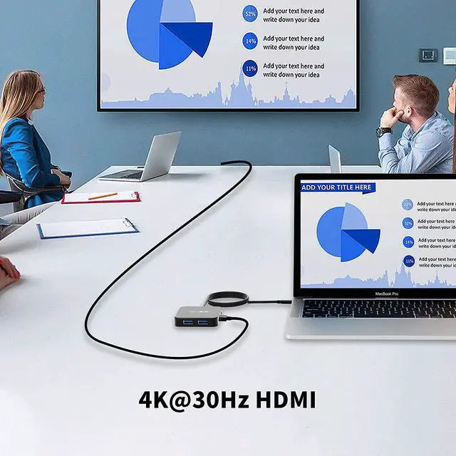 Alt view image 6 of 7 - USB C Hub, Multi-Port USB Type-C Hub with 4K HDMI, Power Delivery 100 W | 3 USB 3.0 Port | 1 Type-C 3.0 Port | USB Splitter Adapter for MacBook, Mac Mini, XPS, Laptop and USB C Devices (2ft)