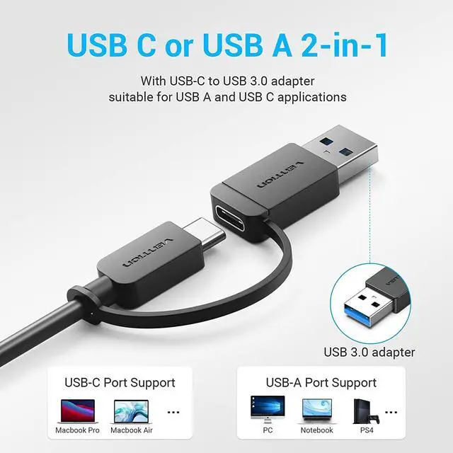 Alt view image 2 of 7 - USB Hub - USB C to USB 3.0 Hub with 4 Ports and 0.5ft Extended Cable Ultra Slim USB Splitter for MacBook Mac Pro Surface Pro PS4 XPS PC Flash Drive