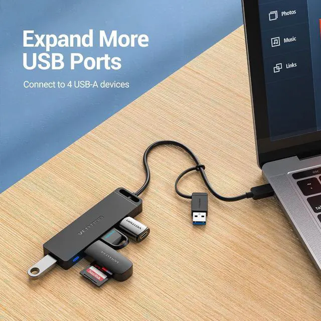 Alt view image 5 of 7 - USB Hub - USB C to USB 3.0 Hub with 4 Ports and 0.5ft Extended Cable Ultra Slim USB Splitter for MacBook Mac Pro Surface Pro PS4 XPS PC Flash Drive