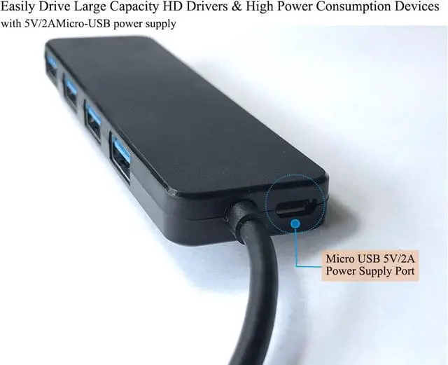 Alt view image 3 of 7 - 4 Port USB Hub,Fast USB 3.0 Hub,Portable USB Hub 3.0 with 2ft Extender Cable,Ultra Slim USB Port Expander USB Splitter for Laptop MacBook Pro Gaming PC Desktop,Notebooks,PS5
