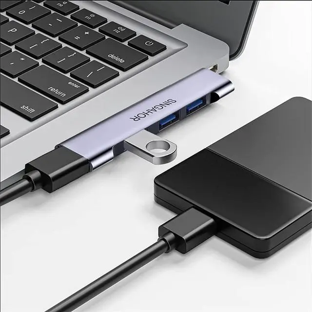 Alt view image 6 of 7 - USB Hub 3.0, 4 Port USB Splitter, USB Hub for pc with 3 USB 2.0 Ports and 1 USB 3.0 Port for Flash Drives, HDD, Printer, Console, Camera, Keyboard, Mice (Right end Model)