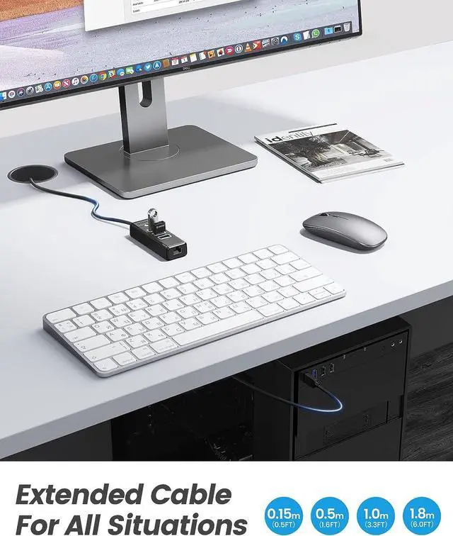 Alt view image 4 of 7 - ORICO USB C to Ethernet Adapter, 4-in-1 USB C Hub with RJ45 10/100/1000 Gigabit Ethernet Adapter with 3.3ft Long Cable Compatible with Mac OS 10.X and Above, Linux, Android-Black