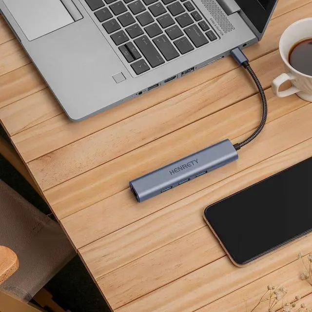 Alt view image 5 of 6 - USB C to Ethernet Adapter, 4-in-1 Portable Data Hub USB Splitter USB 3.0 Expander with RJ45 Gigabit Ethernet LAN Network Adapter Support Windows 10,8.1,Mac OS, Surface Pro,Linux,Chromebook and More