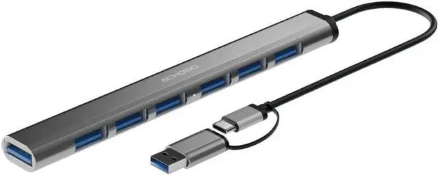 Main image of 7 USB Hub  Built in USB A Port & USB C to USB Adapter Multiple USB Port for PC, Mac,MacBook Pro, iMac & Desktop - Aluminium Alloy Portable Extra USB Port & Mini USB Hub (7 Ports)