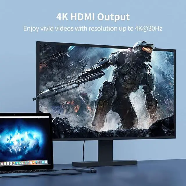 Alt view image 3 of 7 - USB C Hub, 7-in-1 USB C Hub Multiport Adapter with USB C to HDMI, RJ45 Ethernet, 100W Power Delivery, USB 3.0 and SD/TF Card Reader, Hurple USB-C Hub for MacBook Pro, iPad Pro, Type C Devices and More