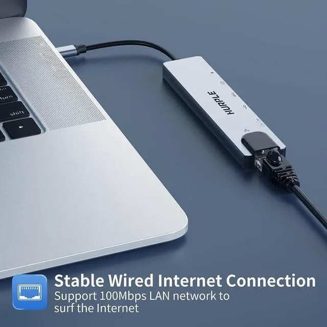 Alt view image 6 of 7 - USB C Hub, 7-in-1 USB C Hub Multiport Adapter with USB C to HDMI, RJ45 Ethernet, 100W Power Delivery, USB 3.0 and SD/TF Card Reader, Hurple USB-C Hub for MacBook Pro, iPad Pro, Type C Devices and More